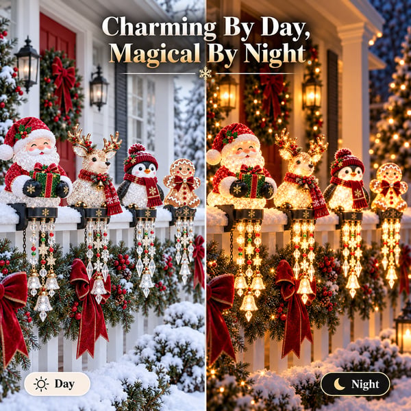 🎄 Julbelysning till verandaräcke – 4 festliga karaktärsdesigner