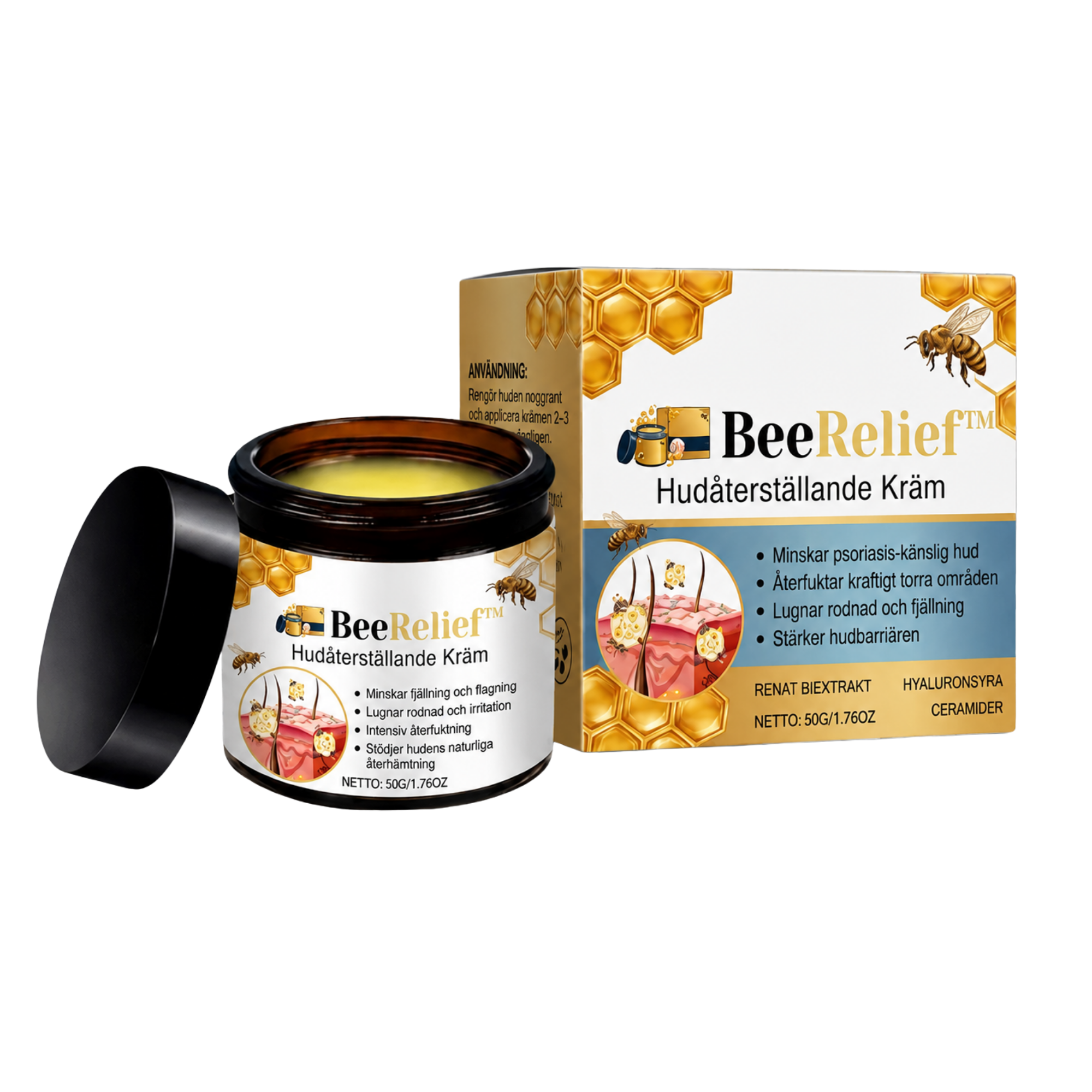 BeeRelief™ | Eliminera psoriasis & hudirritationer med 88% på bara 30 minuter!