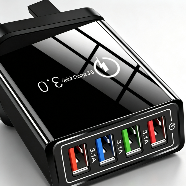 ⚡ Ladda 4x snabbare – 4-ports QC 3.0 snabbladdare med AI-prestandaboost! 🎉