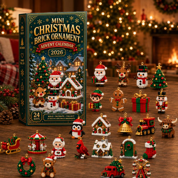 🔔🎄24-dagars mini-julklossadventskalender med julgransprydnader🧱