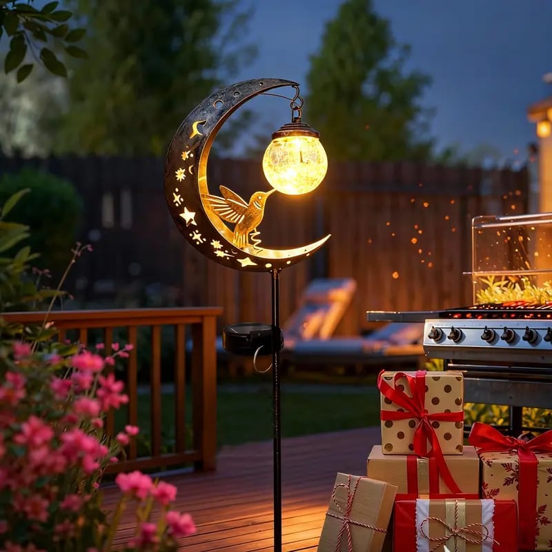 🌙✨ Hummingbird Moon solcellelampe til haven
