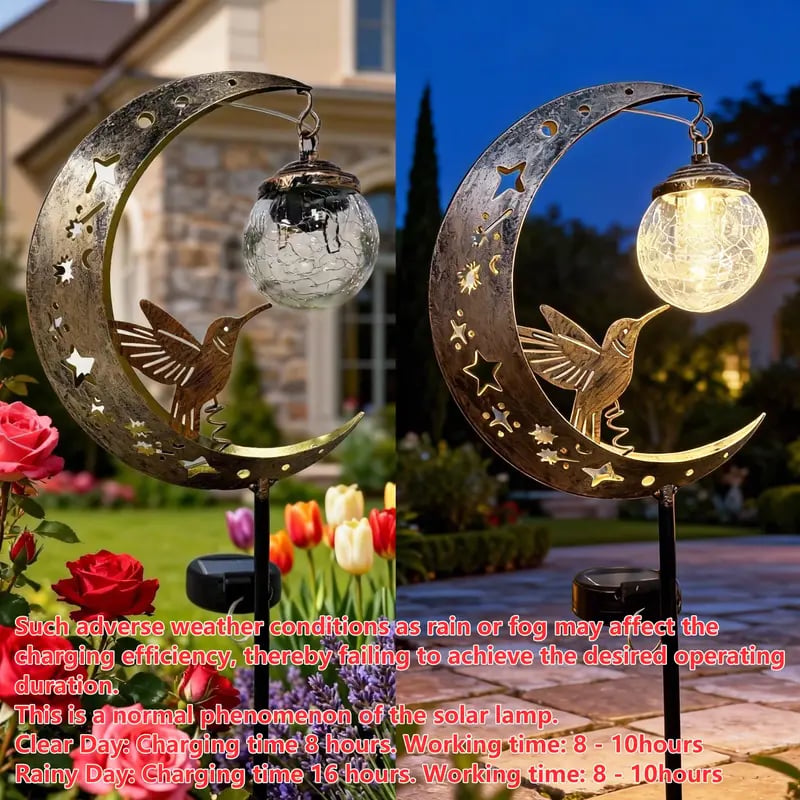 🌙✨ Hummingbird Moon solcellelampe til haven