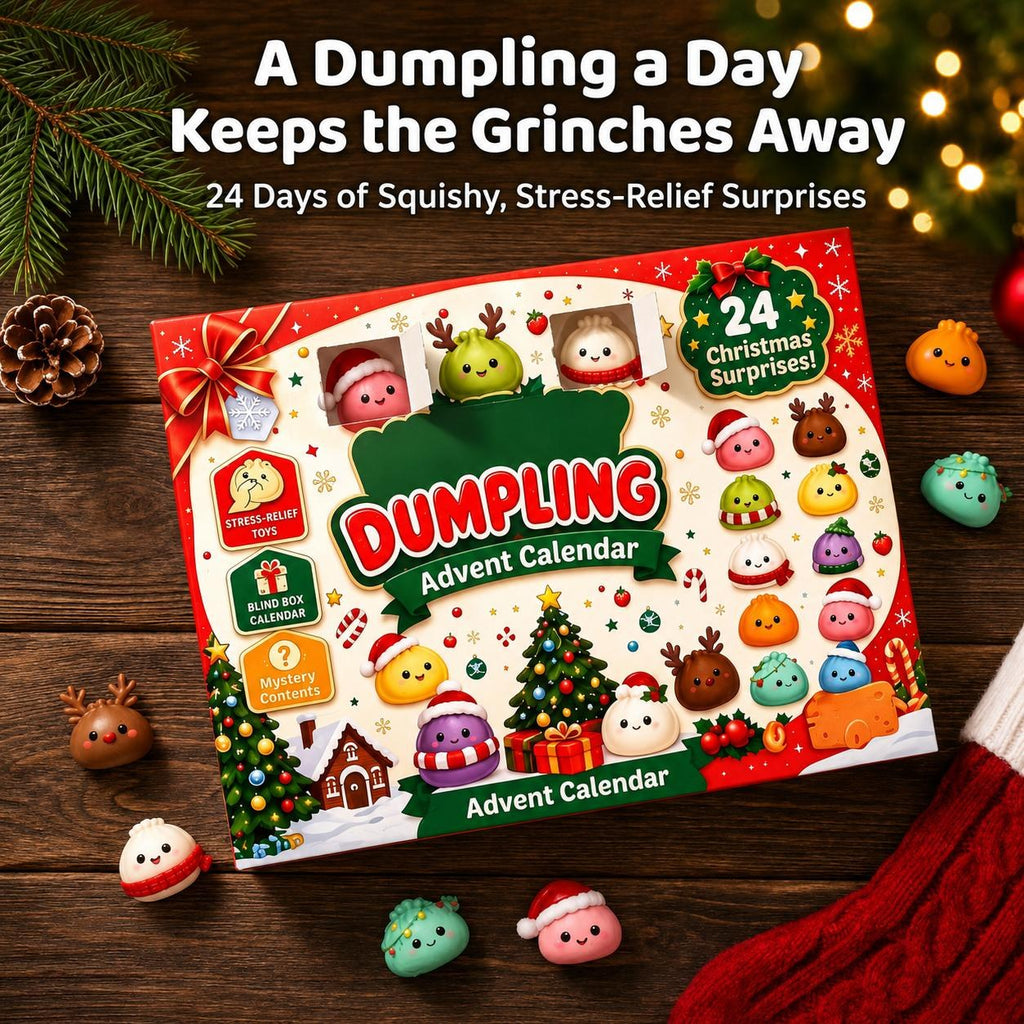 🎁 24 Dagar av mjuk julmagi – Adventskalender med söta dumpling-squishies! 🎉