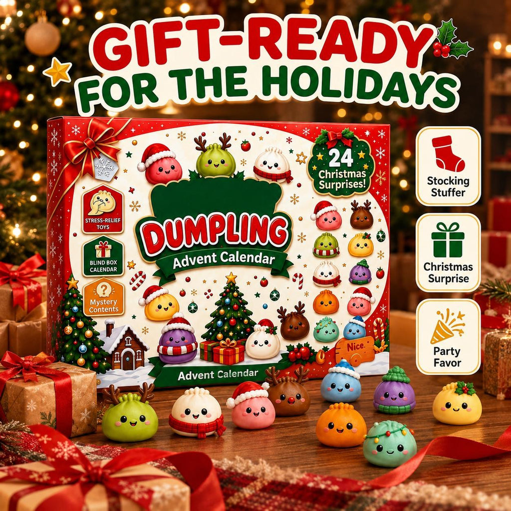 🎁 24 Dagar av mjuk julmagi – Adventskalender med söta dumpling-squishies! 🎉