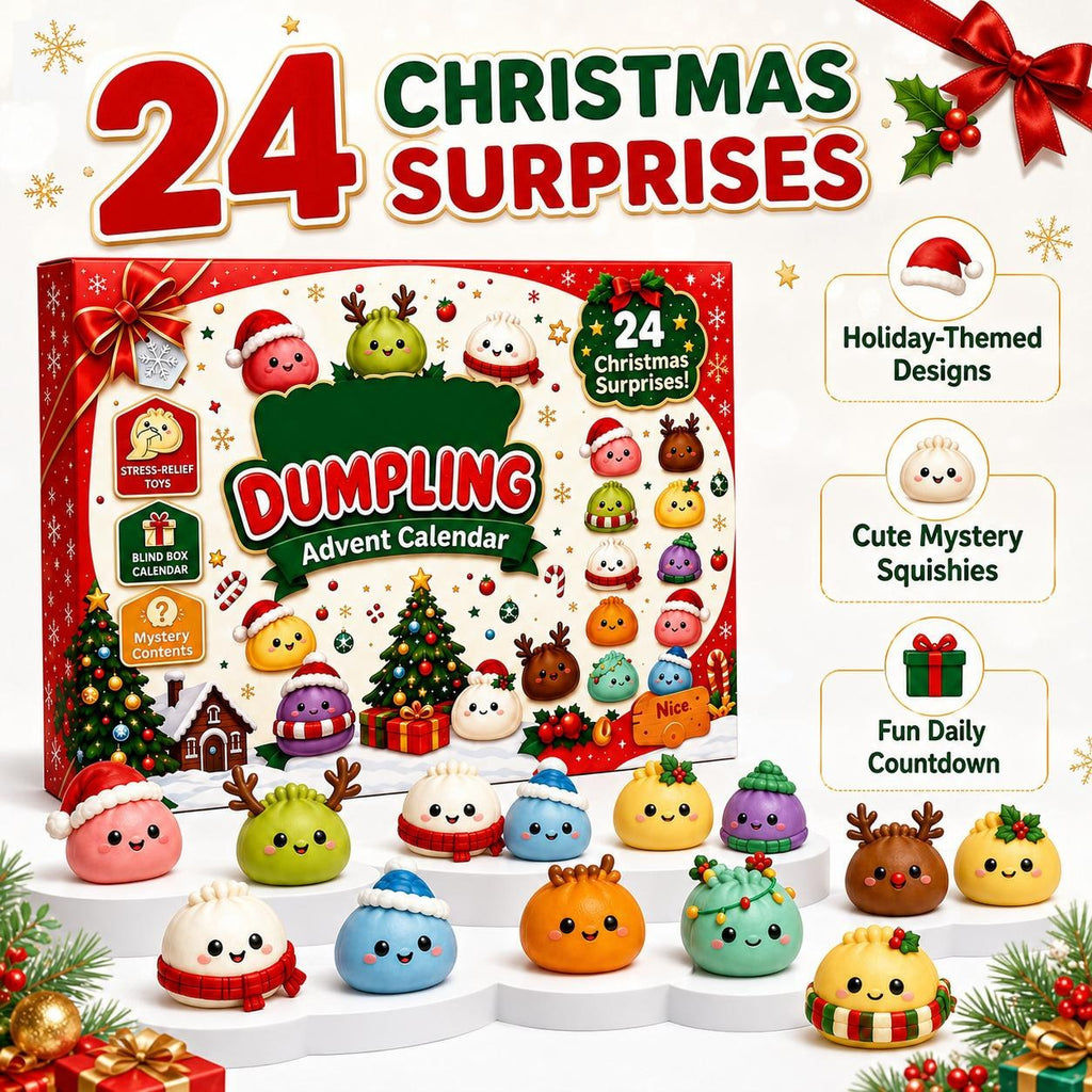 🎁 24 Dagar av mjuk julmagi – Adventskalender med söta dumpling-squishies! 🎉