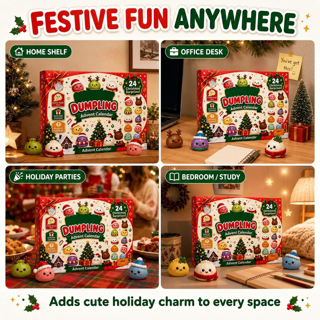 🎁 24 Dagar av mjuk julmagi – Adventskalender med söta dumpling-squishies! 🎉