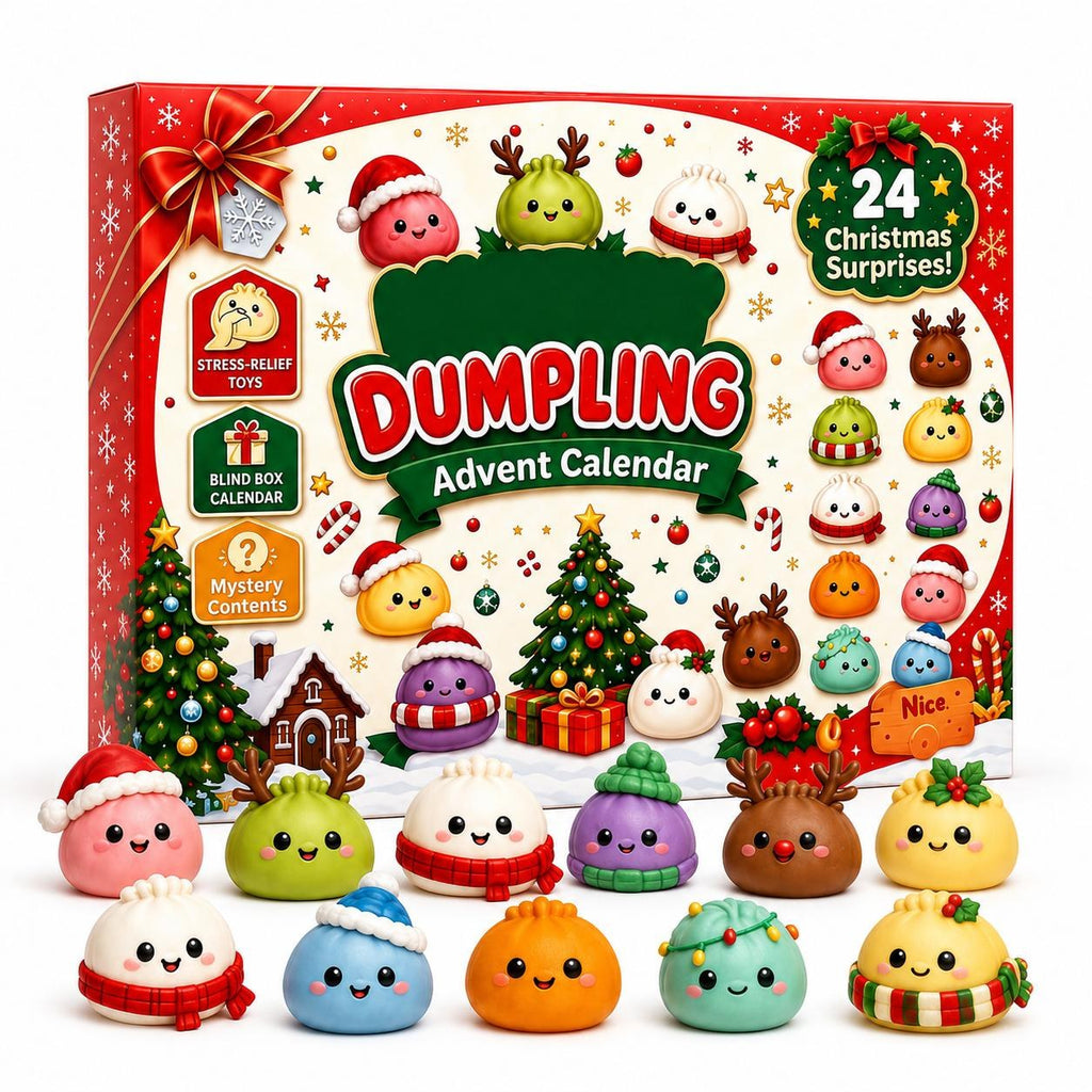 🎁 24 Dagar av mjuk julmagi – Adventskalender med söta dumpling-squishies! 🎉