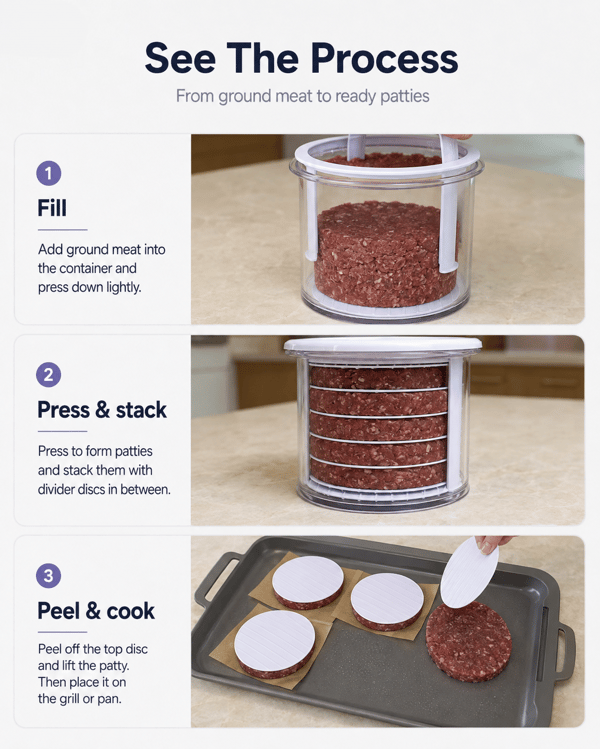 Perfekt hamburgerpress-set