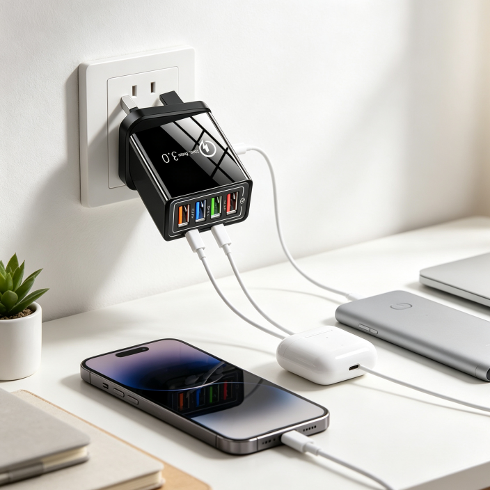 ⚡ Ladda 4x snabbare – 4-ports QC 3.0 snabbladdare med AI-prestandaboost! 🎉