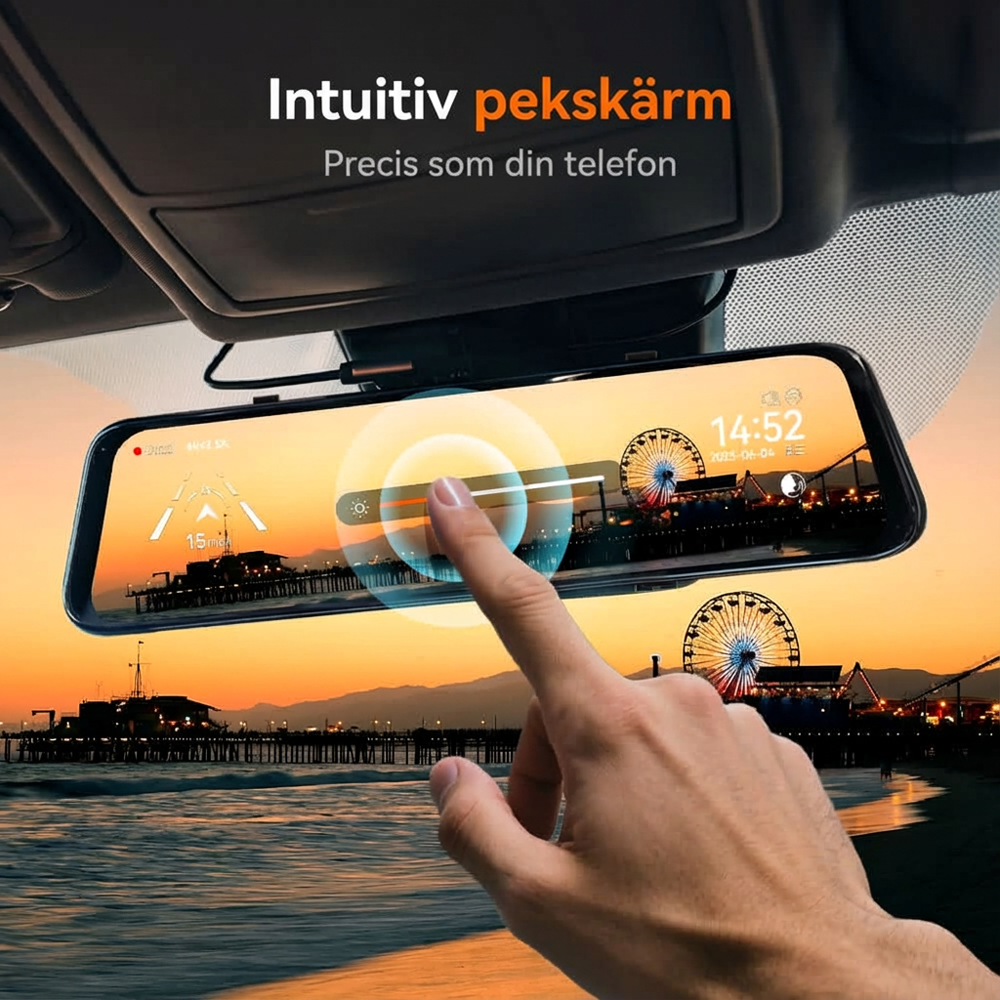 🚗✨ G900Pro 12MP bakspejl med WiFi og berøringsskærm – Premium sikkerhed med 30 måneders garanti