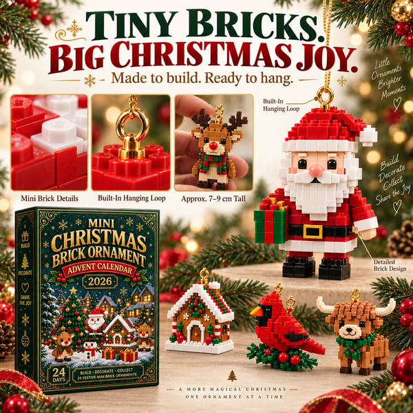 🔔🎄24-dagars mini-julklossadventskalender med julgransprydnader🧱