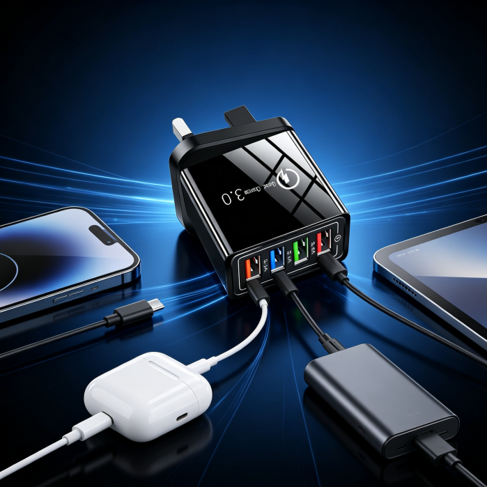 ⚡ Ladda 4x snabbare – 4-ports QC 3.0 snabbladdare med AI-prestandaboost! 🎉