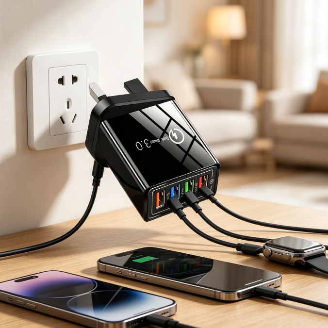 ⚡ Ladda 4x snabbare – 4-ports QC 3.0 snabbladdare med AI-prestandaboost! 🎉