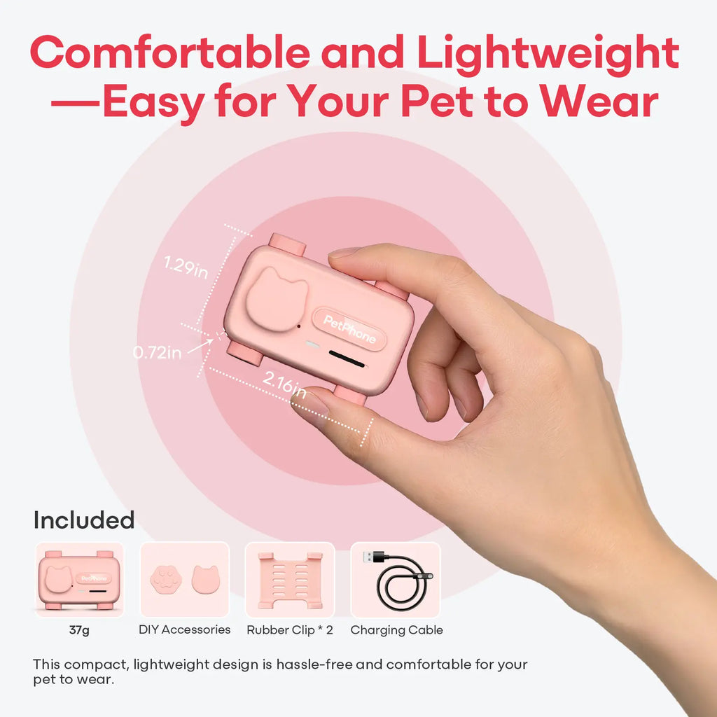 PetPhone til hunde og katte – 2-vejs PetChat, global GPS-tracker med geofence-alarmer, realtidssporing, sundhedsovervågning, kæledyrsfinder, IP67 vandtæt, op til 5 dages batterilevetid