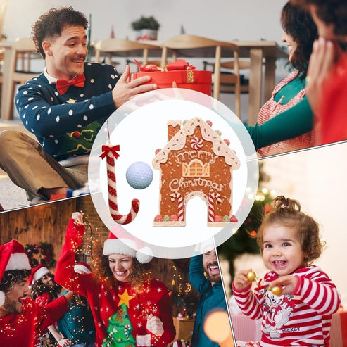 🍪 50% RABAT NU! ✨ Gingerbread Golf Sæt - Festligt julespil med 2 puttere og 6 huller til familiesjov i ferien 🎄🏌️‍♂️ 