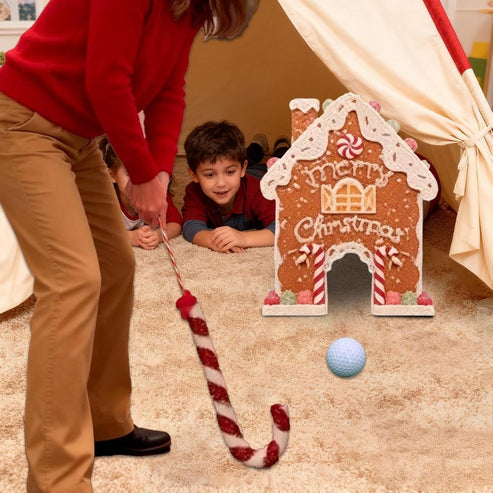 🍪 50% RABAT NU! ✨ Gingerbread Golf Sæt - Festligt julespil med 2 puttere og 6 huller til familiesjov i ferien 🎄🏌️‍♂️ 