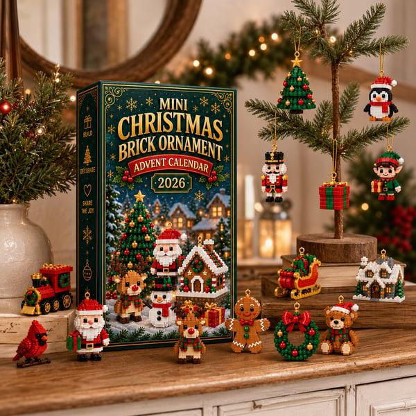 🔔🎄24-dagars mini-julklossadventskalender med julgransprydnader🧱