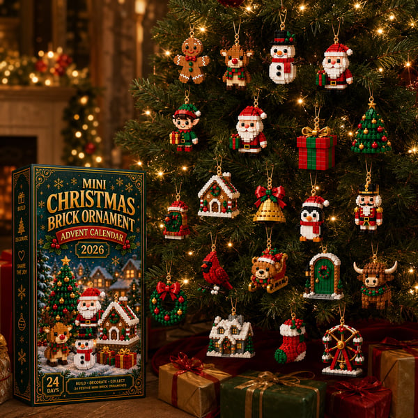 🔔🎄24-dagars mini-julklossadventskalender med julgransprydnader🧱
