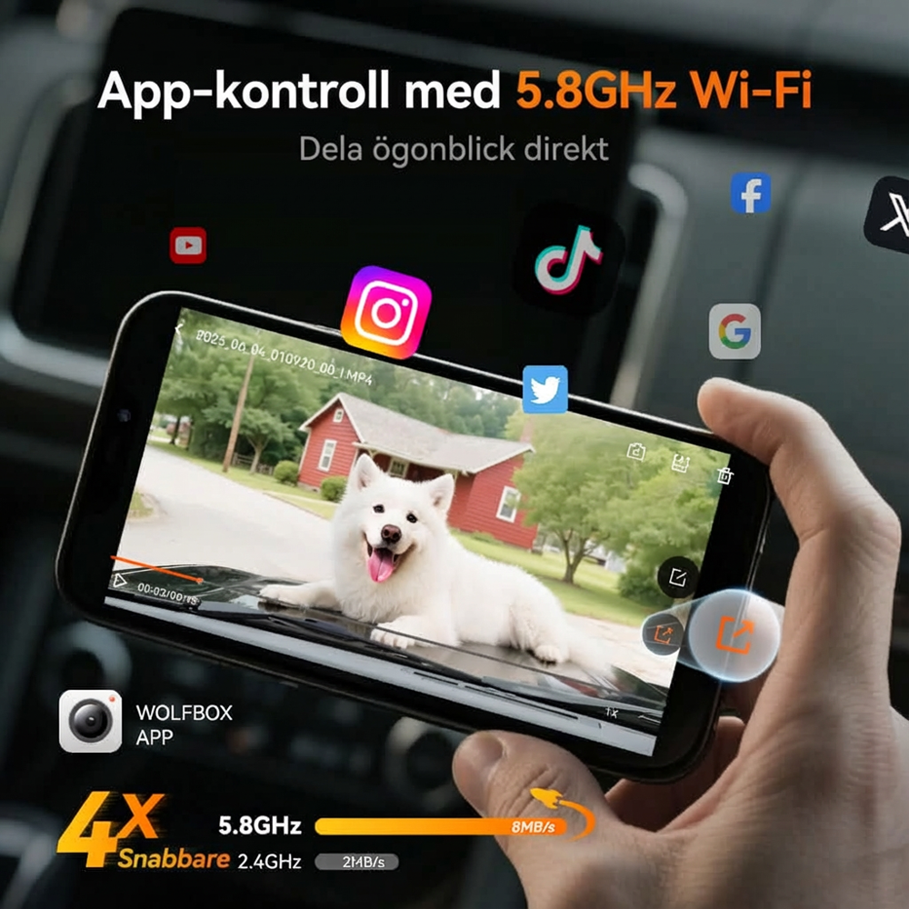 🚗✨ G900Pro 12MP bakspejl med WiFi og berøringsskærm – Premium sikkerhed med 30 måneders garanti