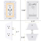 🔌✨Överspänningsskydd med 6 EU-uttag & 4 USB-portar, 4000W Väggadapter