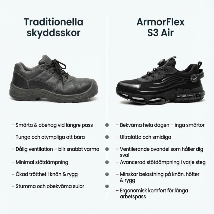 🔥🔥ArmorFlex S3 Air – Ultralette sikkerhedssko med ståltåkappe og drejespænde 