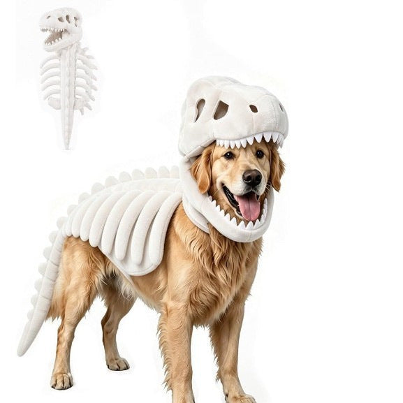 🦖 Gör ditt husdjur redo för Halloween – Cool dinosaurieskelettdräkt! 🎉