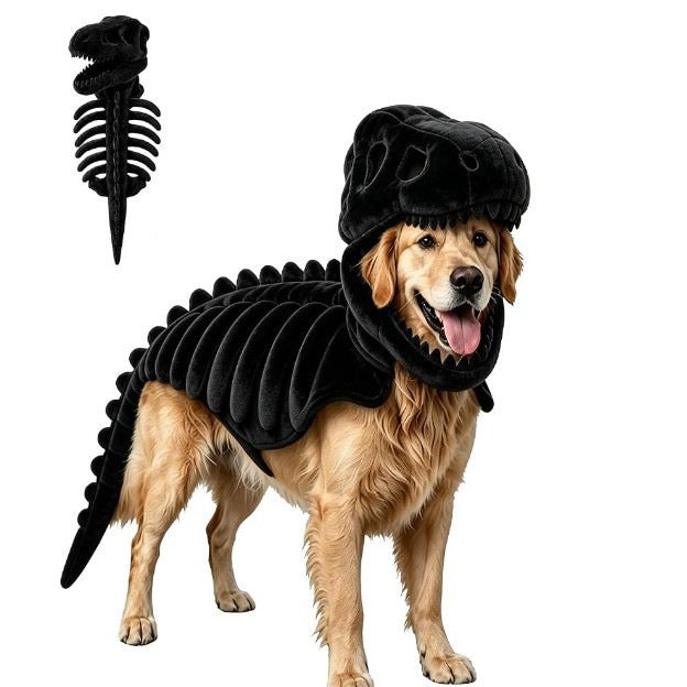🦖 Gör ditt husdjur redo för Halloween – Cool dinosaurieskelettdräkt! 🎉