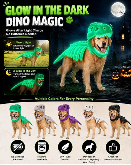 🦖 Gör ditt husdjur redo för Halloween – Cool dinosaurieskelettdräkt! 🎉