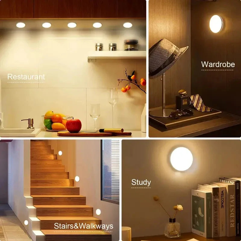 8 LED-rörelsesensor LED-nattlampa smart switch sensorljus USB-laddningsbart batteridrivet badrumssängbordslampa rum korridor tillgång badrum hembelysning