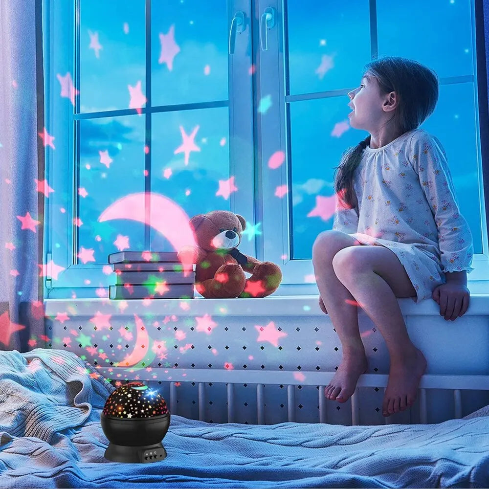 🌌✨Roterande stjärnprojektor – Perfekt present till barn & stjärnälskare!