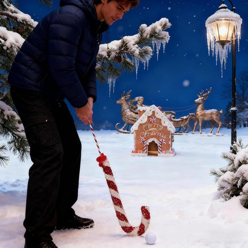 🍪 50% RABAT NU! ✨ Gingerbread Golf Sæt - Festligt julespil med 2 puttere og 6 huller til familiesjov i ferien 🎄🏌️‍♂️ 