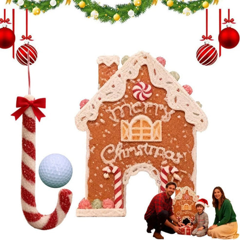🍪 50% RABAT NU! ✨ Gingerbread Golf Sæt - Festligt julespil med 2 puttere og 6 huller til familiesjov i ferien 🎄🏌️‍♂️ 