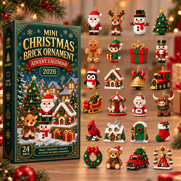🔔🎄24-dagars mini-julklossadventskalender med julgransprydnader🧱