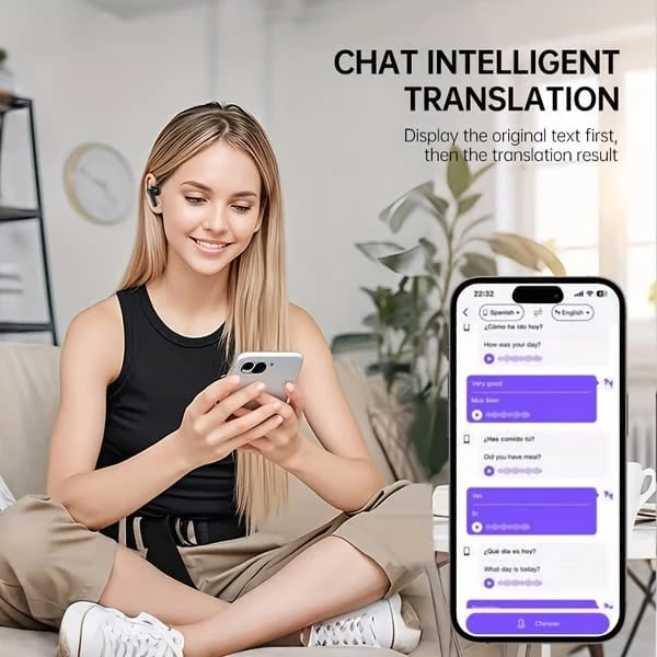 🎁🔥Trådlösa Bluetooth-översättningshörlurar med LED-skärm (passar iOS och Android)