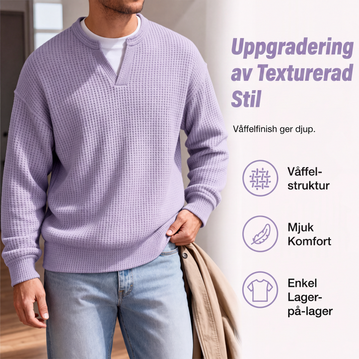 Ett måste🔥|👕 Strukturerad waffeltröja för män