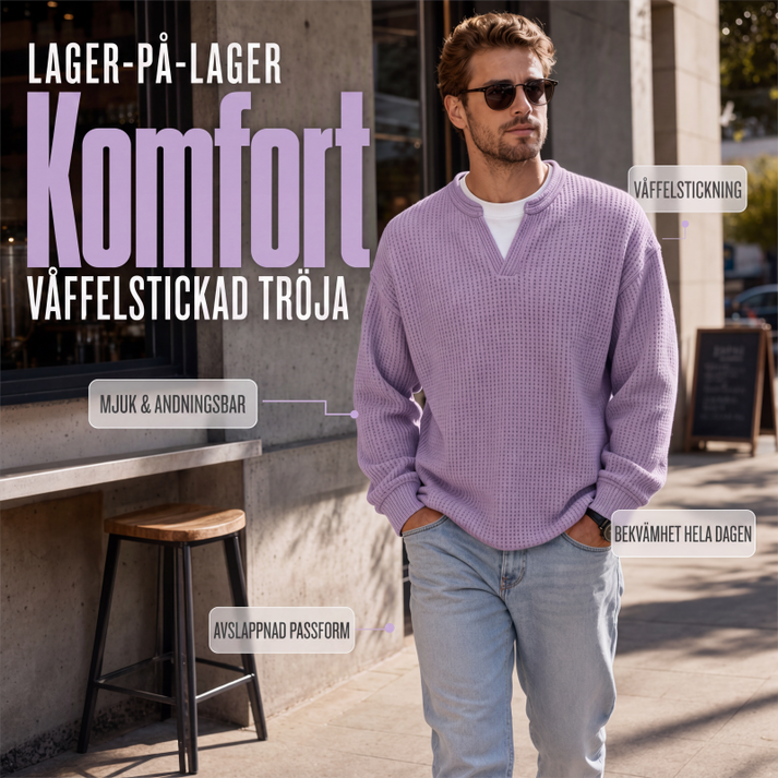 Ett måste🔥|👕 Strukturerad waffeltröja för män