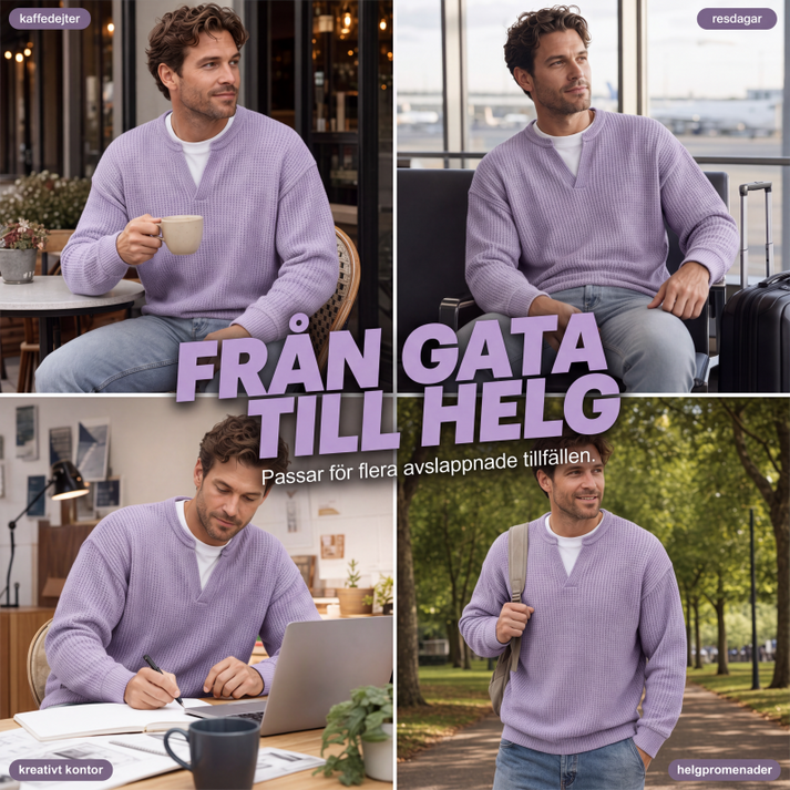 Ett måste🔥|👕 Strukturerad waffeltröja för män